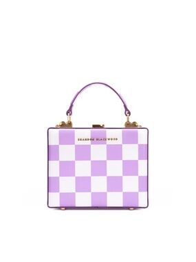 Brandon Blackwood Lavender & White Checkerbox Top Handle Bag